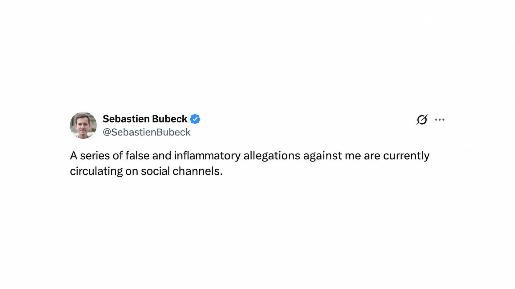 Sébastien Bubeck 在 X 上的初步否认