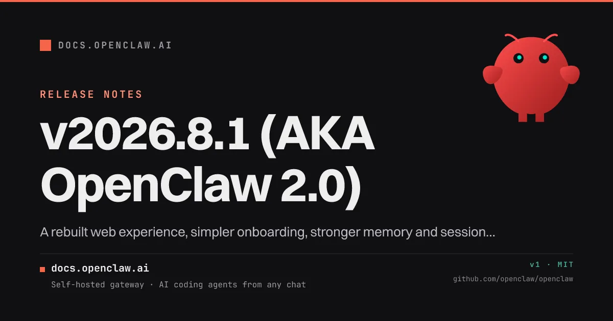 OpenClaw 2.0 官方发布信息卡