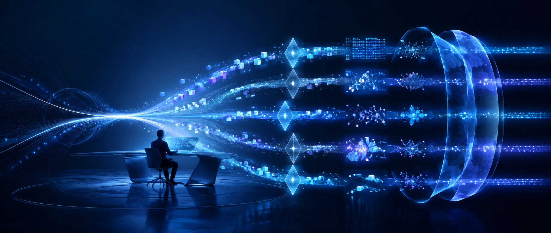 Human researchers working alongside multiple AI agents